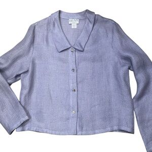 Vintage Monika Turtle Studio Philadelphia 100% Linen Mesh Blouse Periwinkle L